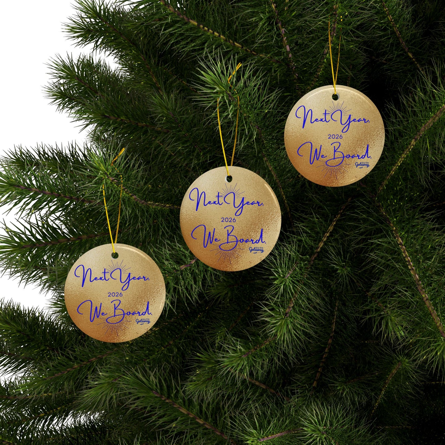 Next Year, We Board. - Celebratory Ceramic Ornaments: Perfect for Holiday Decor, Tree Ornaments, Yearly Memories, Gifts, Keepsakes