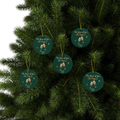 The Year of Yes (to Trips). - Celebratory Ceramic Ornaments: Perfect for Holiday Decor, Tree Ornaments, Yearly Memories, Gifts, Keepsakes