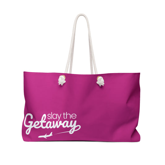 Weekender Tote - Slay the Getaway Adventure Bag in Pink